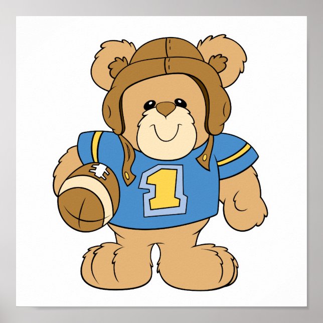 Football Teddy Bear Design Poster (Front)