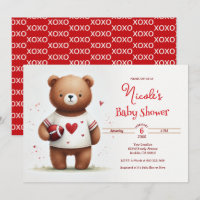 Football Teddy Bear Valentine's Baby Shower 