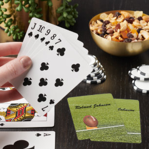 Football Teed up for Kickoff Personalize with Name Playing Cards