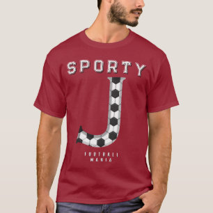 Football Texture Typography Sporty Letter J Custom T-Shirt