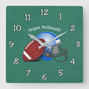 Football Textured Background photo personalize Square Wall Clock