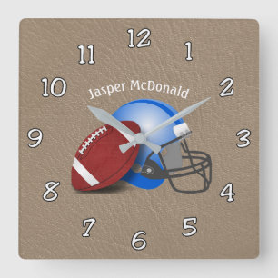 Football Textured Background photo personalize Square Wall Clock