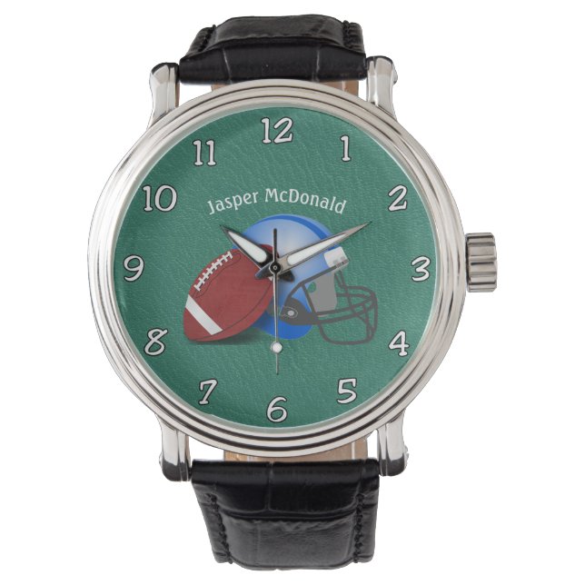 Football Textured Background photo personalize Watch (Front)