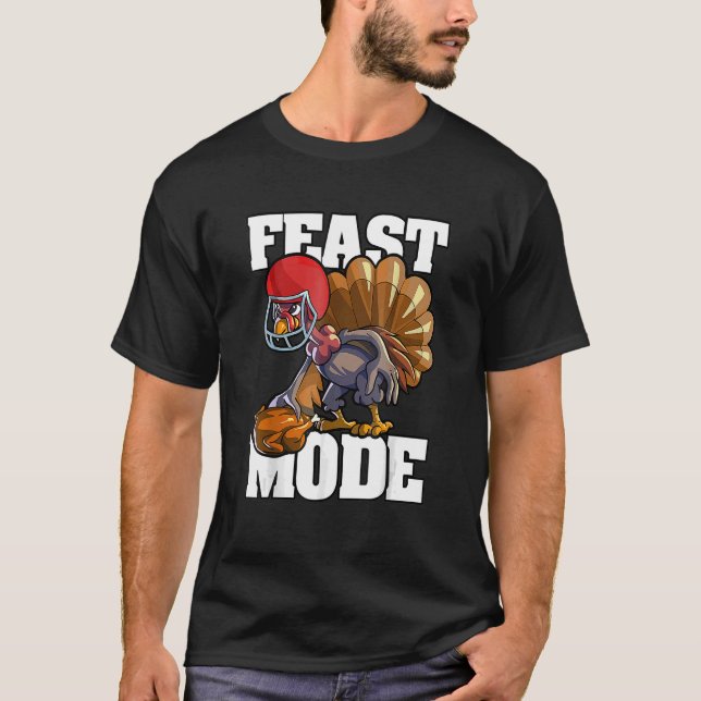 Football Thanksgiving Men Boys Feast Mode Turkey T-Shirt (Front)