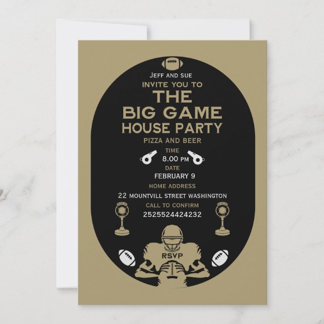 Football The Big Game TV Watch Party Announcement (Front)