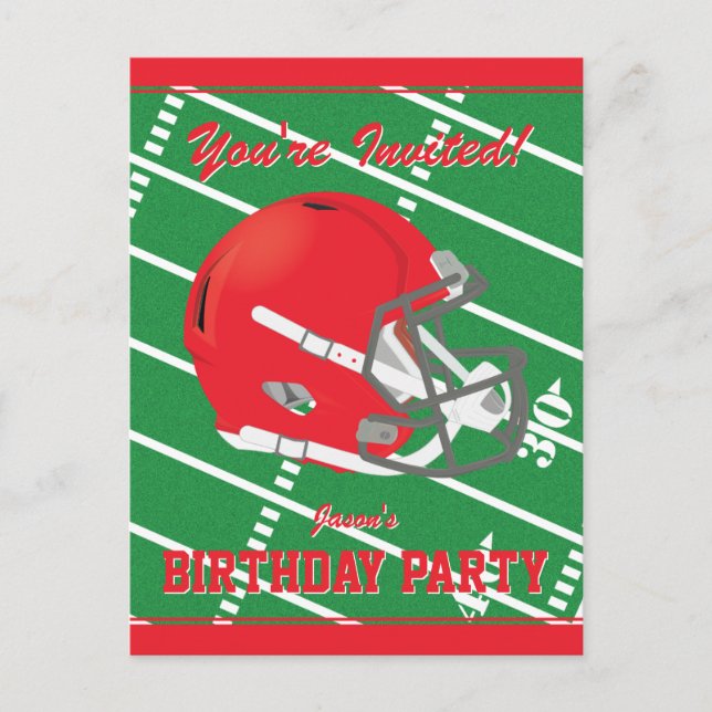 Football Them Party Invitation Carte postale modif (Devant)