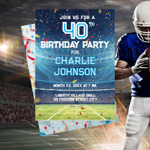 Football Theme 40th Birthday Party Invitation