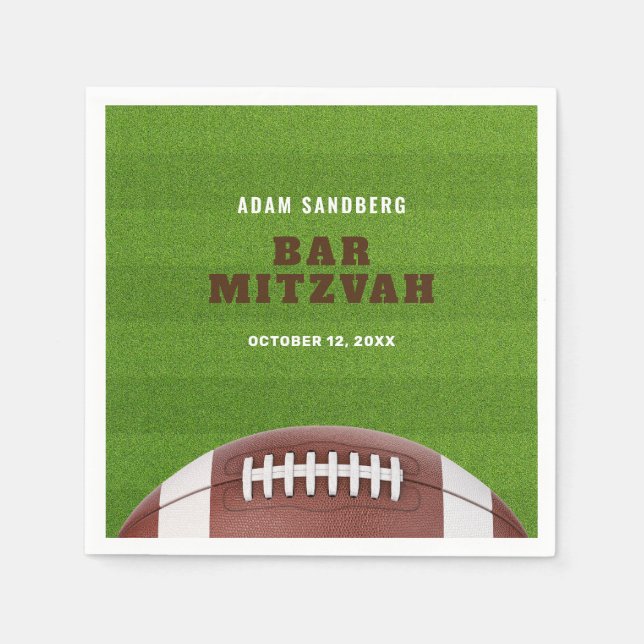 Football Theme Bar Mitzvah Napkin (Front)