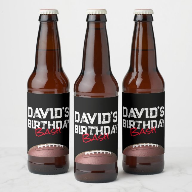 Football Theme Birthday Party Beer Bottle Label (Bottles)