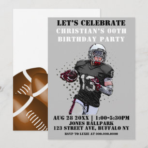 Football Theme Birthday Party Invitations
