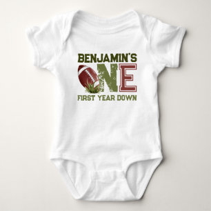 Football Theme First Year Down Birthday Baby Bodysuit