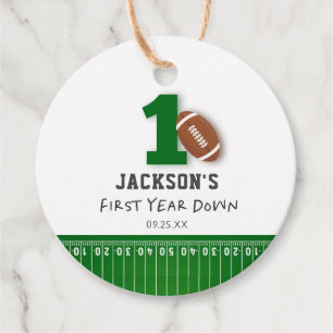 Football Theme First Year Down Birthday Favour Tags