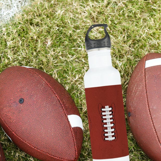 Football Theme Monogram Number Sports Water Bottle (Creator Uploaded)