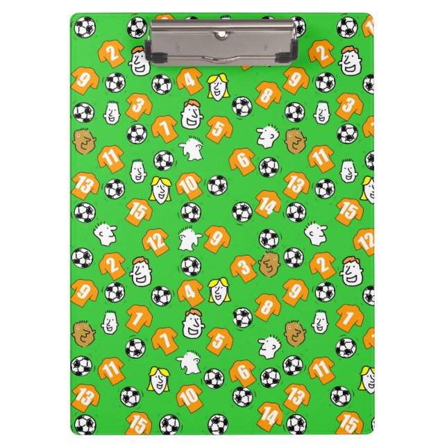 Football Theme with Orange Gold Shirts Clipboard (Front)