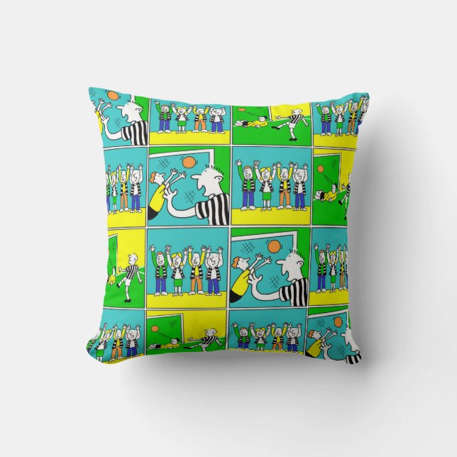 Football Theme with Players and Fans Throw Pillow (Front)