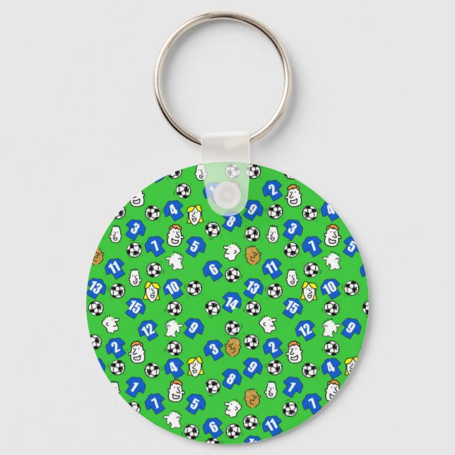 Football Theme with Shirts in Blue Keychain (Front)