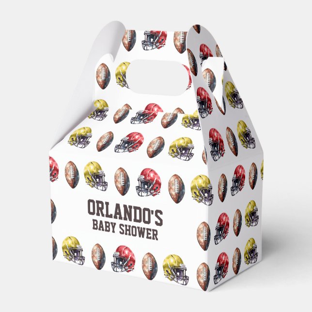 Football-themed Baby Shower Favor Box (Front Side)