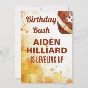 Football Themed Birthday Party  Invitation