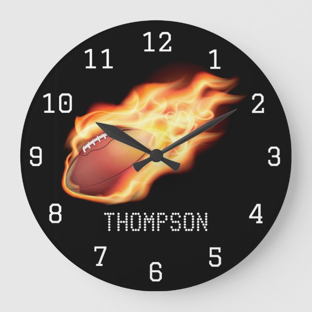 Football themed personalized add name large clock (Front)