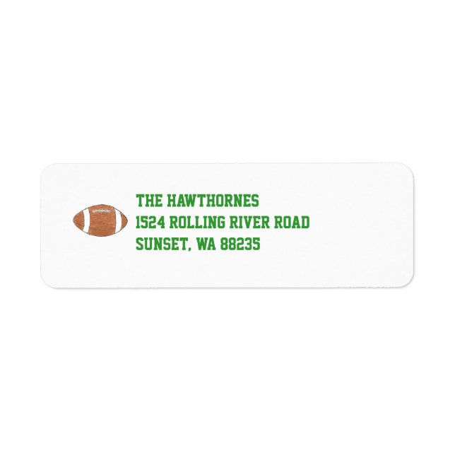Football themed return address label (Front)