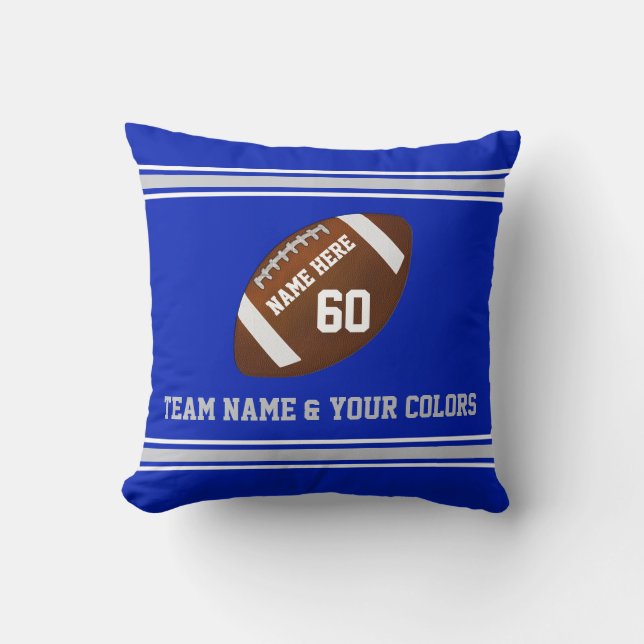 Football Throw Pillows with YOUR TEXT and COLORS (Front)