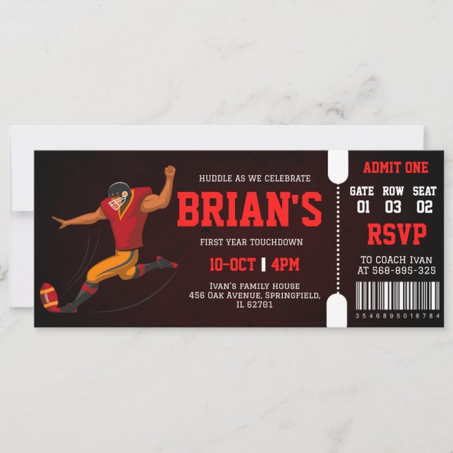 football ticket birthday invitation (Front)