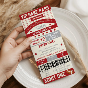 Football Ticket Birthday Invitation