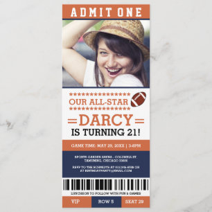 Football Ticket Birthday Invites