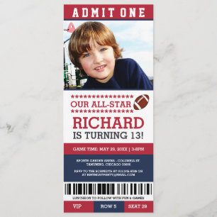 Football Ticket Birthday Invites