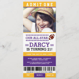 Football Ticket Birthday Invites