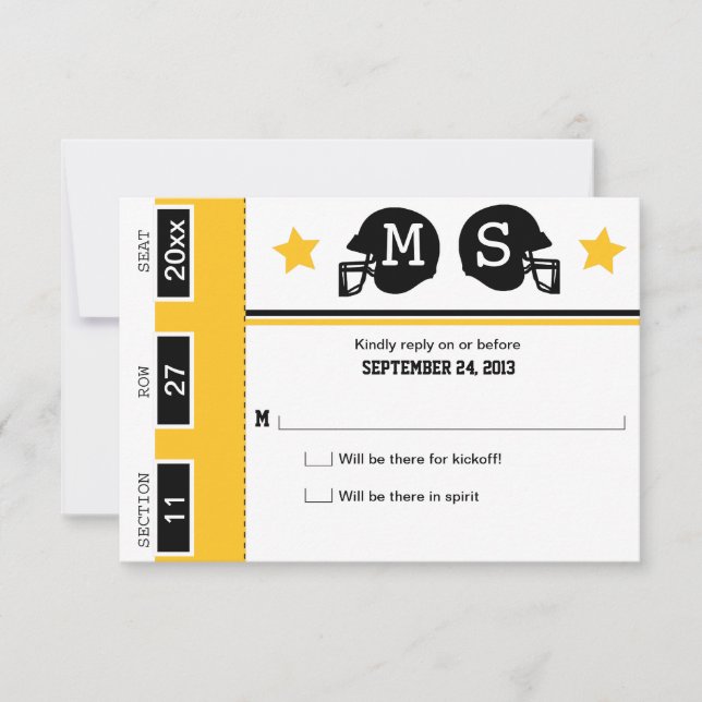 Football Ticket Wedding RSVP (Front)