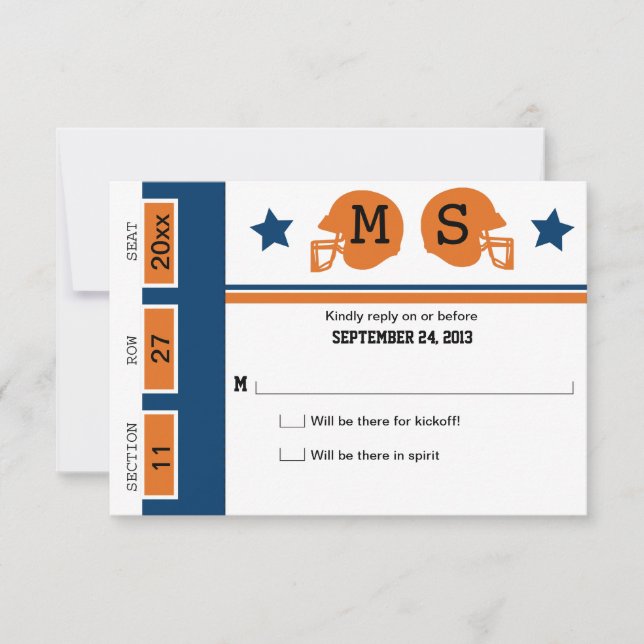 Football Ticket Wedding RSVP (Front)