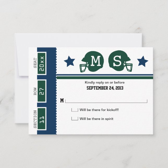 Football Ticket Wedding RSVP (Front)
