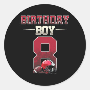 Football Touchdown 8th Birthday 8 Year Old Ready T Classic Round Sticker