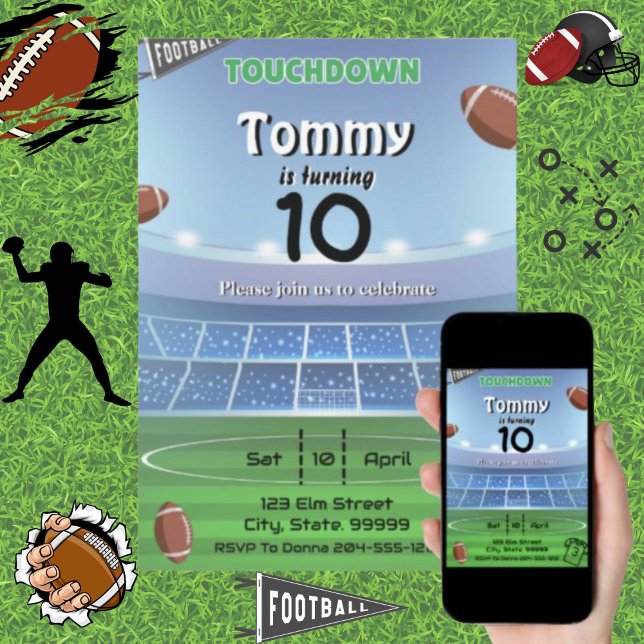 Football Touchdown Birthday Invitation  (Creator Uploaded)