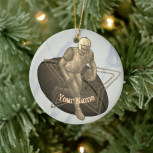 Football Touchdown Ceramic Ornament