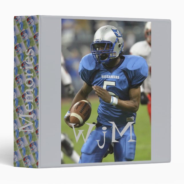FOOTBALL TOUCHDOWN PASS MONOGRAM BINDER (Front/Spine)