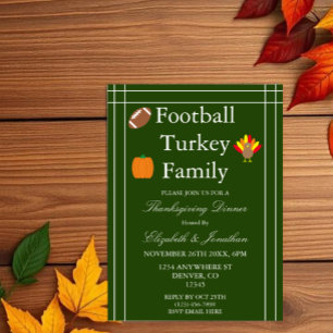 Football, Turkey, Family Thanksgiving Invitation