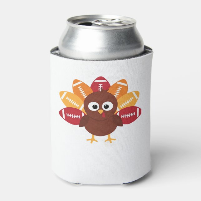 Football Turkey Funny Thanksgiving Oversized T-Shi Can Cooler (Can Front)