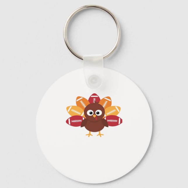 Football Turkey Funny Thanksgiving Oversized T-Shi Keychain (Front)