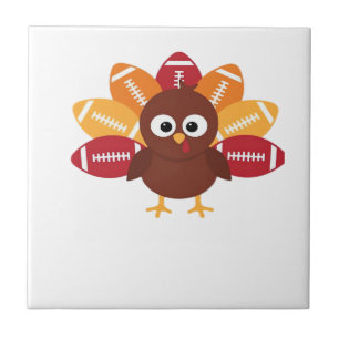 Football Turkey Funny Thanksgiving Oversized T-Shi Tile