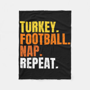 Football Turkey Nap Repeat Pumpkin Happy Thanksgiv Fleece Blanket