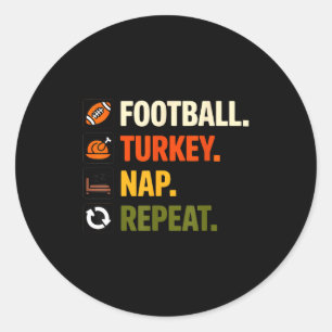 Football Turkey Thanksgiving For Kids Boys Men  Classic Round Sticker
