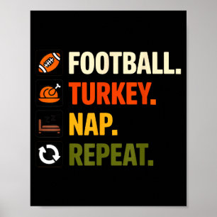 Football Turkey Thanksgiving For Kids Boys Men  Poster