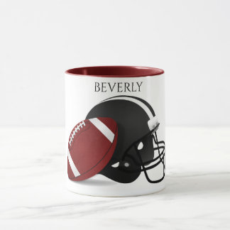 Football two toned mug with personalized name.