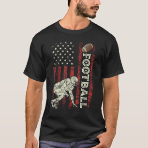 Football US Flag  For Dad Men Patriotic 4th Of Jul T-Shirt