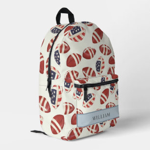Football USA flag Beige Kids Back To School Printed Backpack