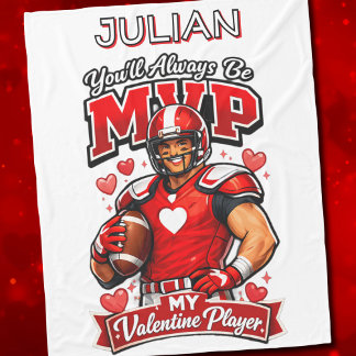 Football Valentine Heart Love Athlete Sports Fan Fleece Blanket