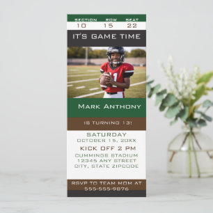 Football VIP Ticket Birthday Party Invite