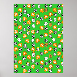 Football Wall Poster with Orange Gold Shirts